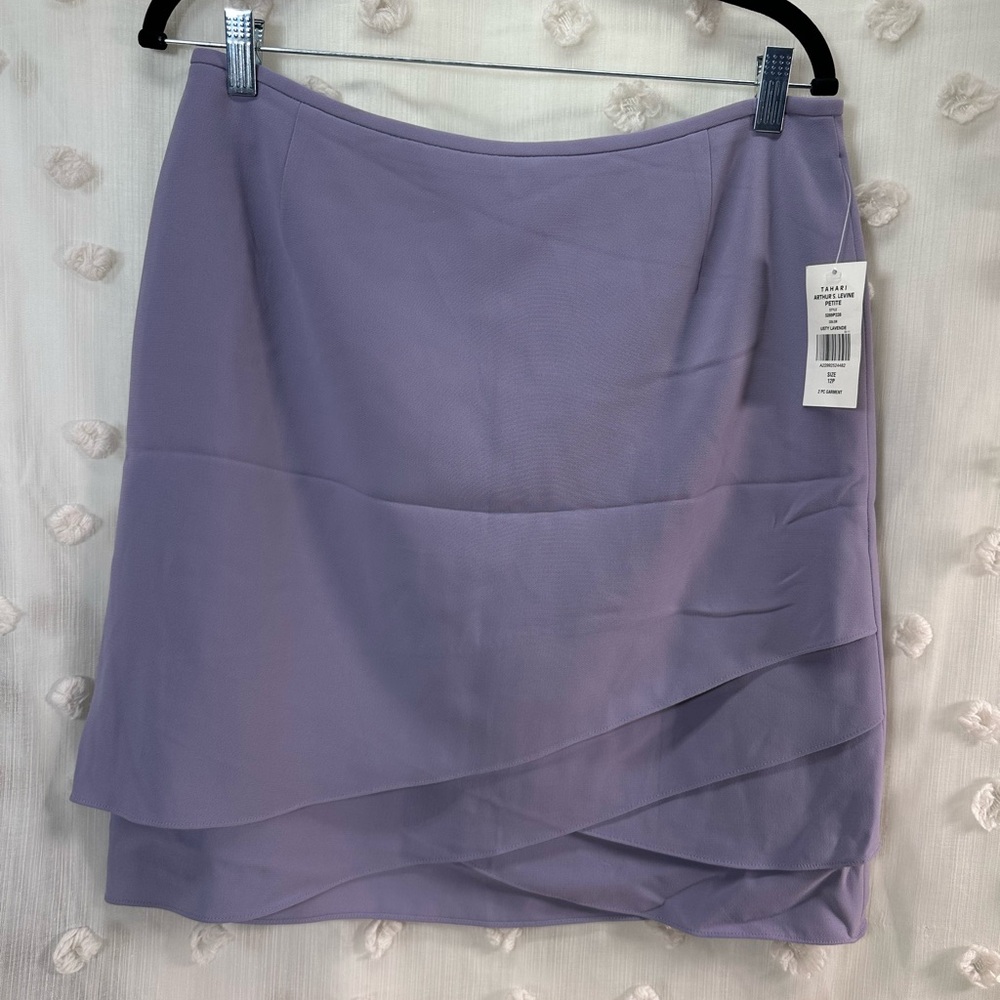 NWT Tahari Women’s Asymmetrical Dusty Lavender Skirt Size 12P